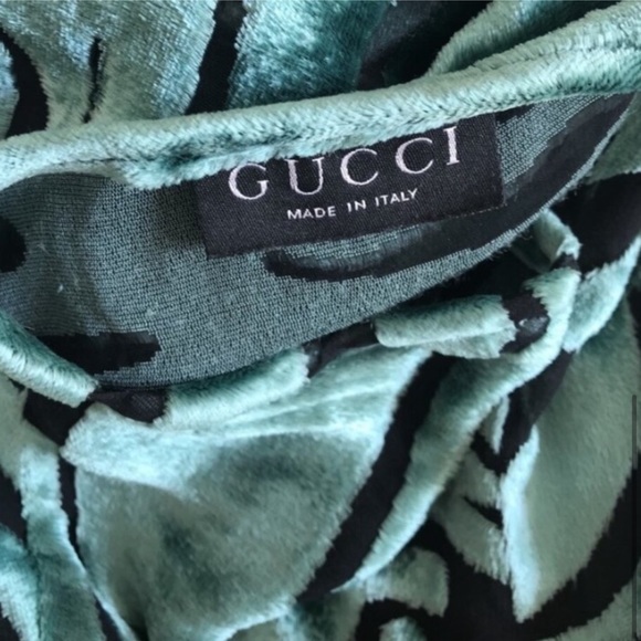 GUCCI Tom Ford HAUTE COUTURE SILK Dress Vintage SS96 Teal Zebra Runway SIZE 6 - Picture 6 of 12